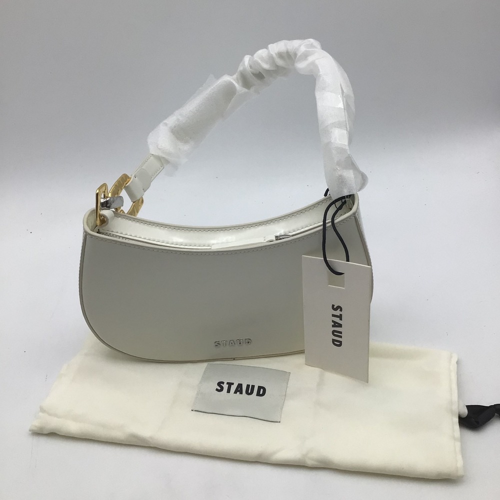 Staud Brady Bag Paper White Leather Crescent Shoulder Bag 292-1062OP NEW